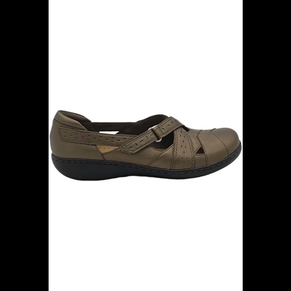 Clarks Collection Leather Slip-on Shoes Ashland Spin Loafers Pewter - Narrow